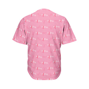 Be Strong Breast Cancer Pattern Print Men's Baseball Jersey