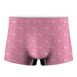 Be Strong Breast Cancer Pattern Print Men's Boxer Briefs