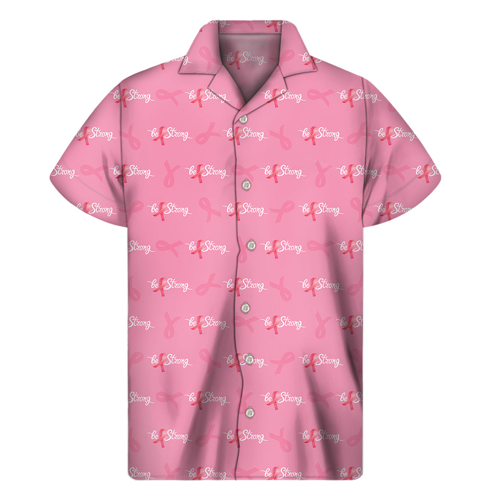 Be Strong Breast Cancer Pattern Print Men's Short Sleeve Shirt