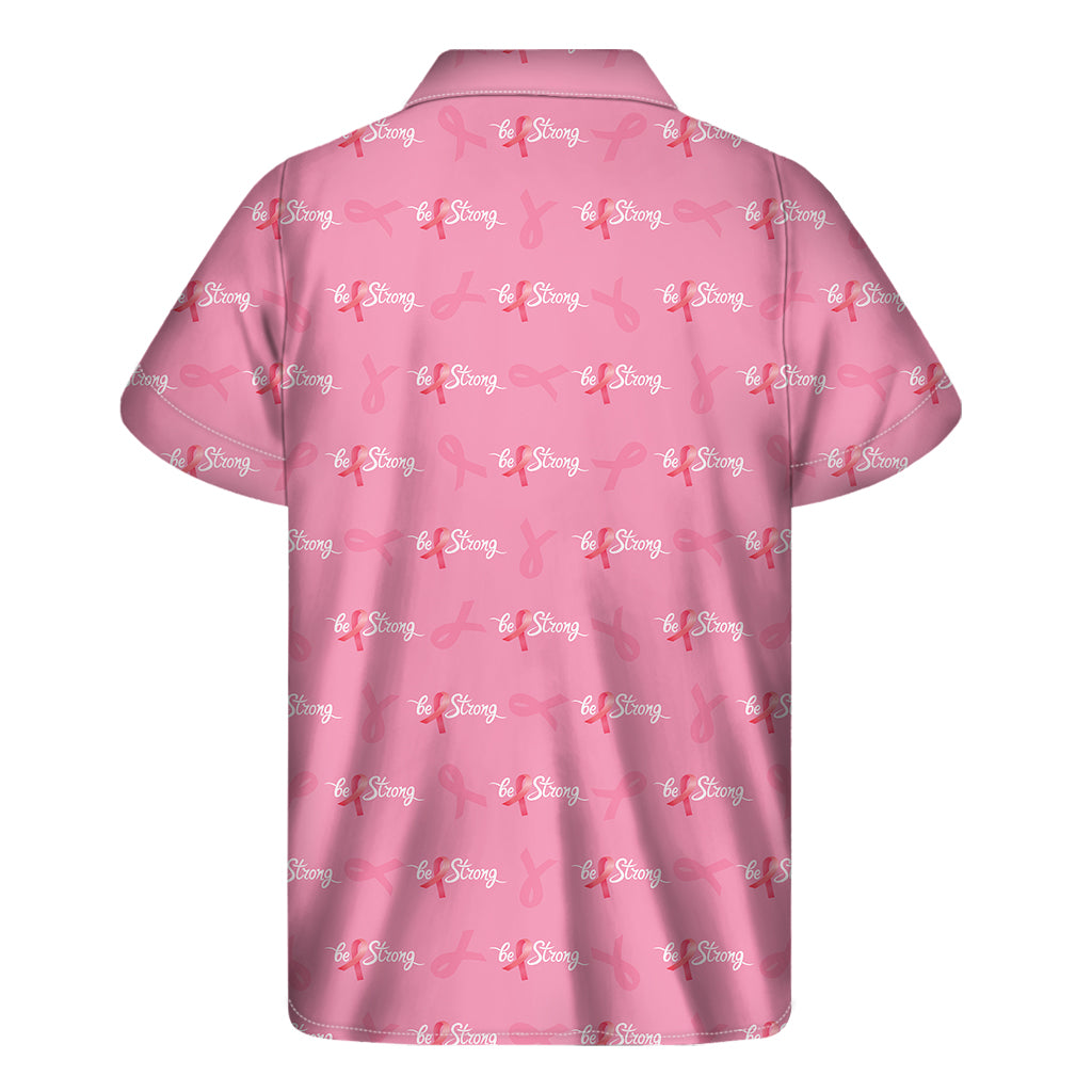 Be Strong Breast Cancer Pattern Print Men's Short Sleeve Shirt