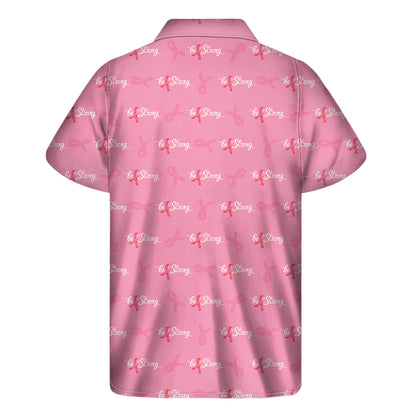 Be Strong Breast Cancer Pattern Print Men's Short Sleeve Shirt