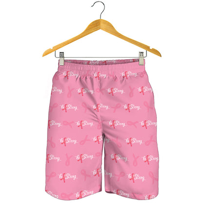 Be Strong Breast Cancer Pattern Print Men's Shorts