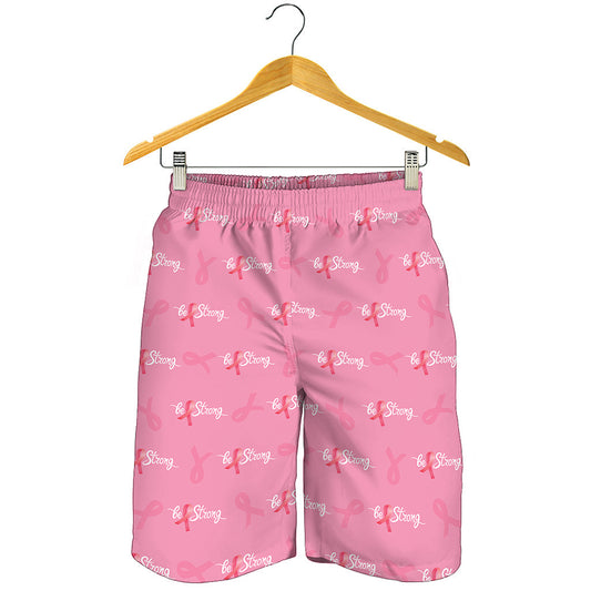 Be Strong Breast Cancer Pattern Print Men's Shorts