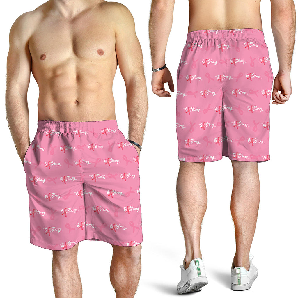 Be Strong Breast Cancer Pattern Print Men's Shorts