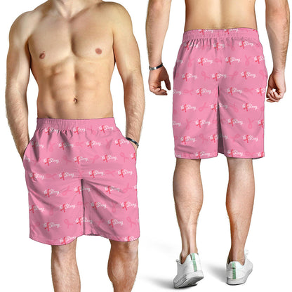 Be Strong Breast Cancer Pattern Print Men's Shorts