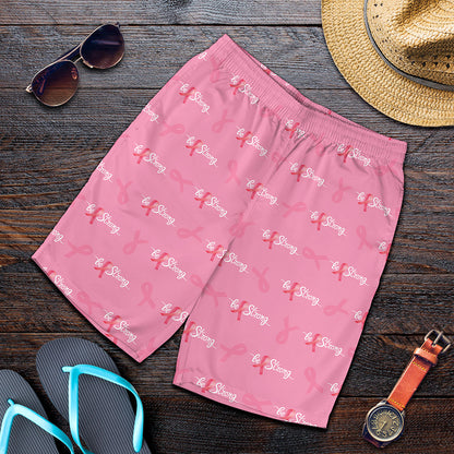 Be Strong Breast Cancer Pattern Print Men's Shorts