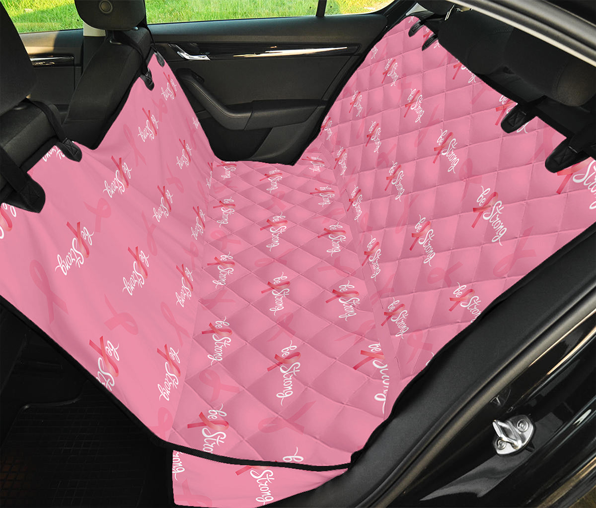 Be Strong Breast Cancer Pattern Print Pet Car Back Seat Cover