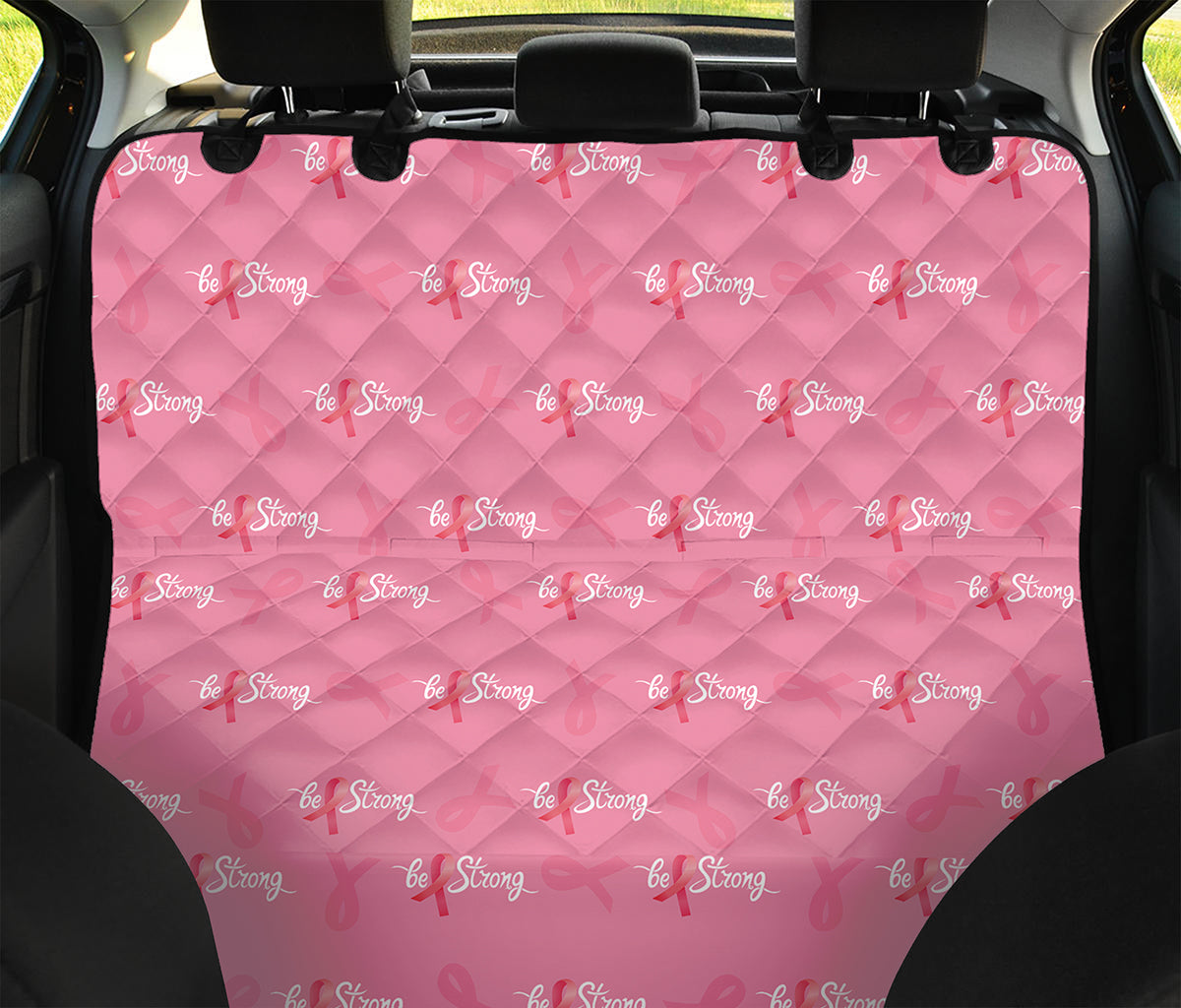 Be Strong Breast Cancer Pattern Print Pet Car Back Seat Cover