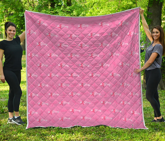 Be Strong Breast Cancer Pattern Print Quilt