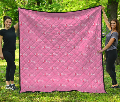 Be Strong Breast Cancer Pattern Print Quilt