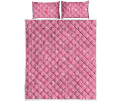 Be Strong Breast Cancer Pattern Print Quilt Bed Set