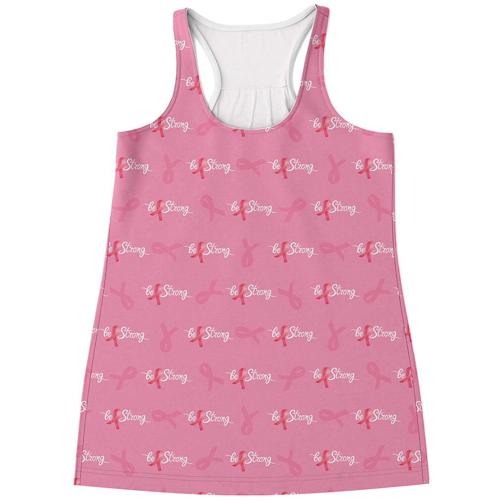Be Strong Breast Cancer Pattern Print Women's Racerback Tank Top