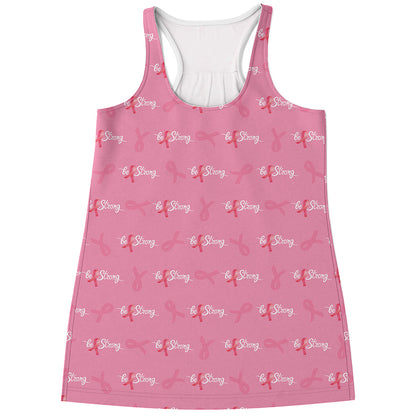 Be Strong Breast Cancer Pattern Print Women's Racerback Tank Top