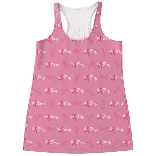 Be Strong Breast Cancer Pattern Print Women's Racerback Tank Top