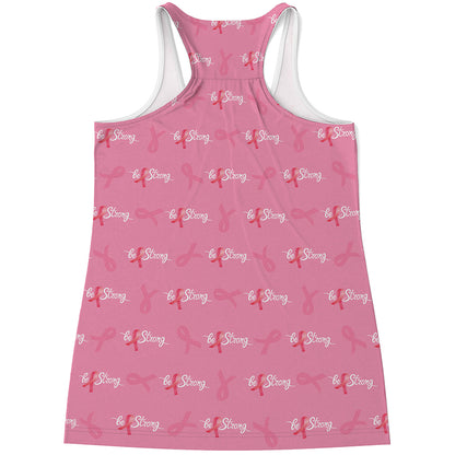 Be Strong Breast Cancer Pattern Print Women's Racerback Tank Top