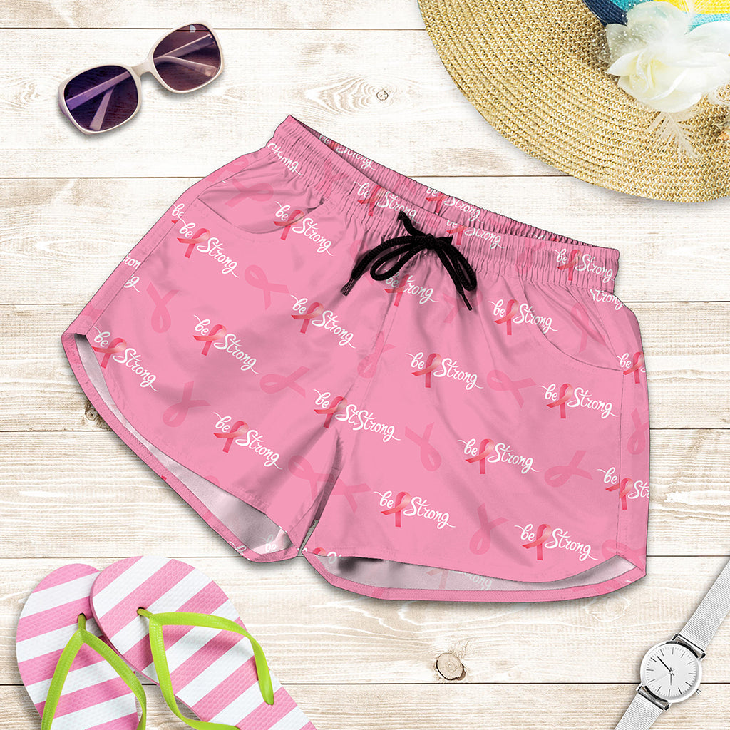 Be Strong Breast Cancer Pattern Print Women's Shorts