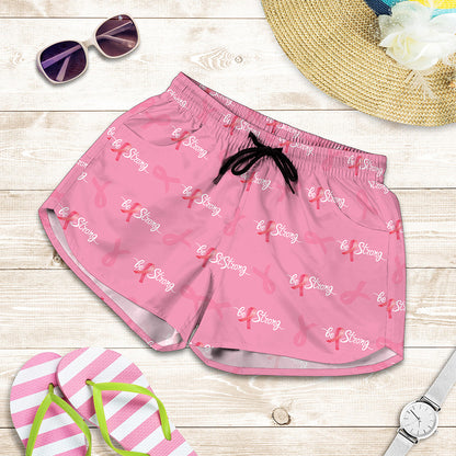 Be Strong Breast Cancer Pattern Print Women's Shorts