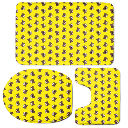 Bear Emoji Pattern Print 3 Piece Bath Mat Set