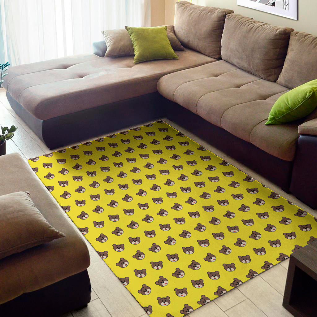 Bear Emoji Pattern Print Area Rug