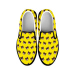 Bear Emoji Pattern Print Black Slip On Shoes