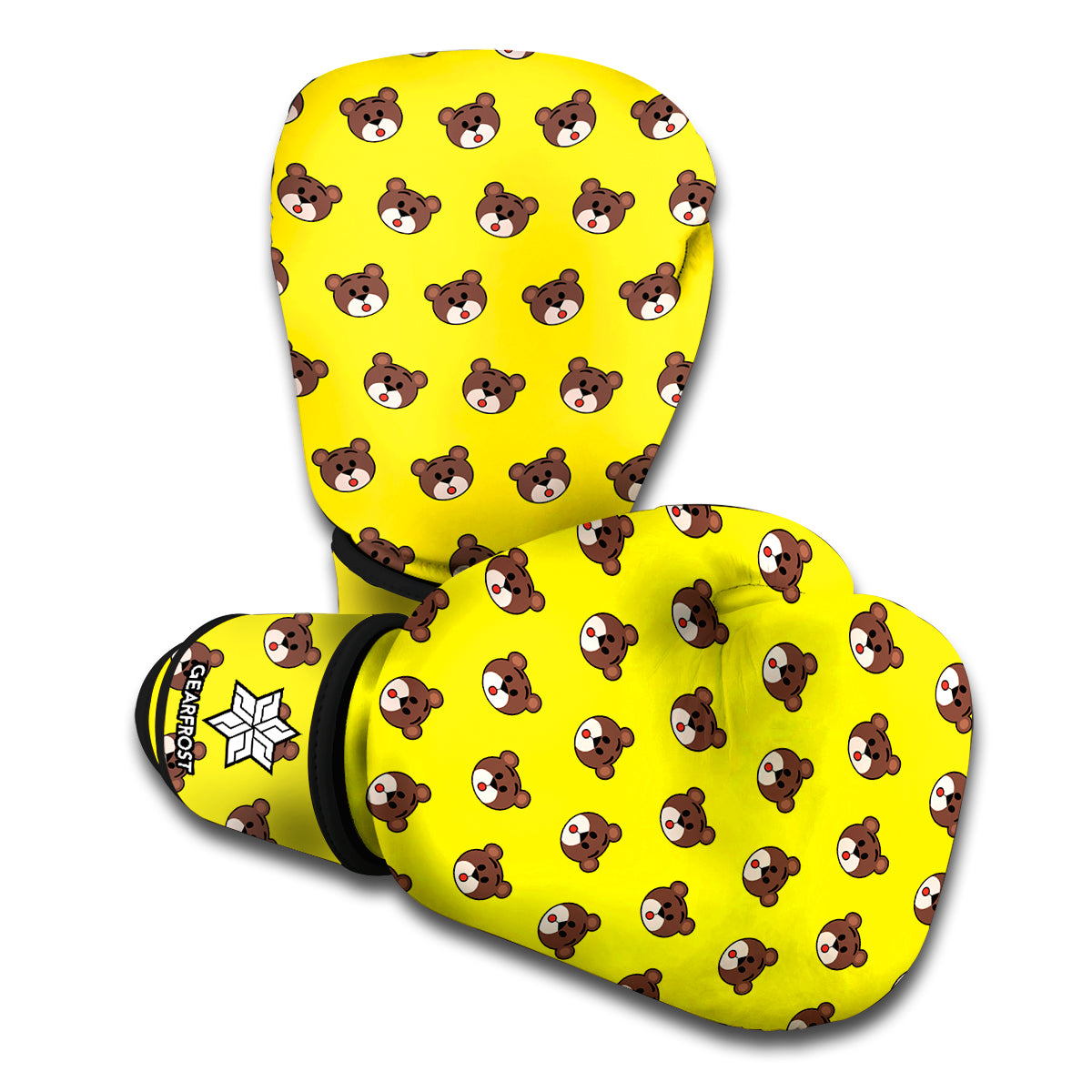 Bear Emoji Pattern Print Boxing Gloves