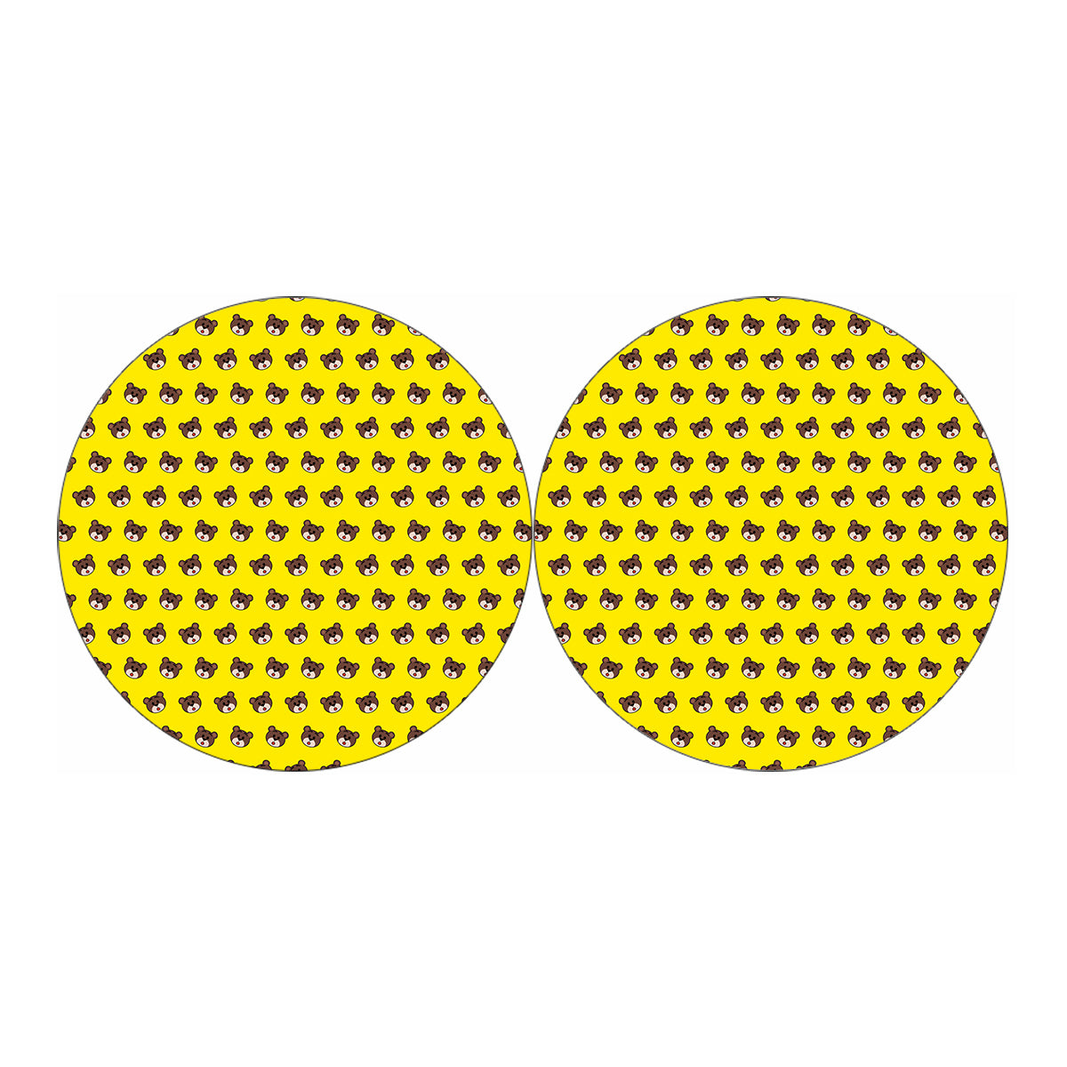 Bear Emoji Pattern Print Car Coasters
