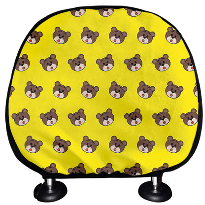 Bear Emoji Pattern Print Car Headrest Covers