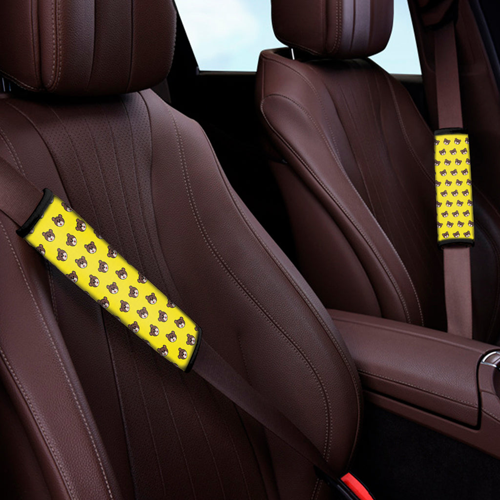 Bear Emoji Pattern Print Car Seat Belt Covers