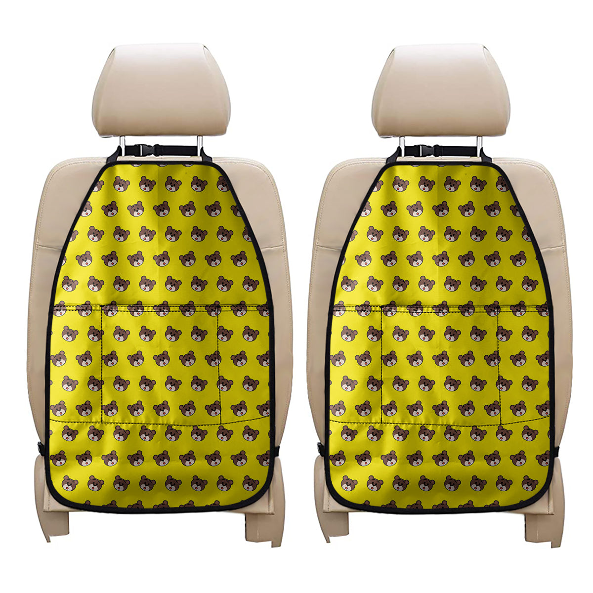 Bear Emoji Pattern Print Car Seat Organizers