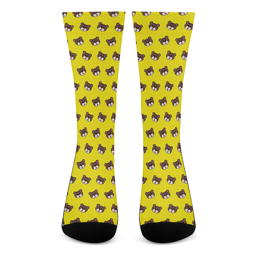 Bear Emoji Pattern Print Crew Socks