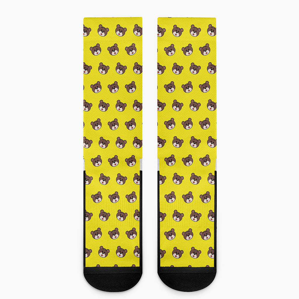 Bear Emoji Pattern Print Crew Socks