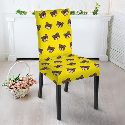 Bear Emoji Pattern Print Dining Chair Slipcover