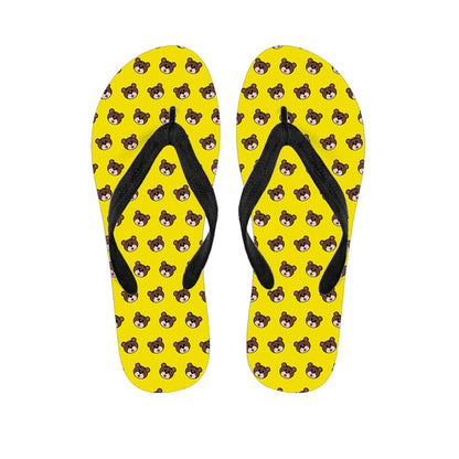 Bear Emoji Pattern Print Flip Flops