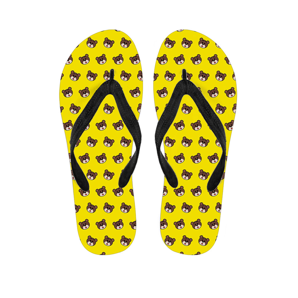 Bear Emoji Pattern Print Flip Flops