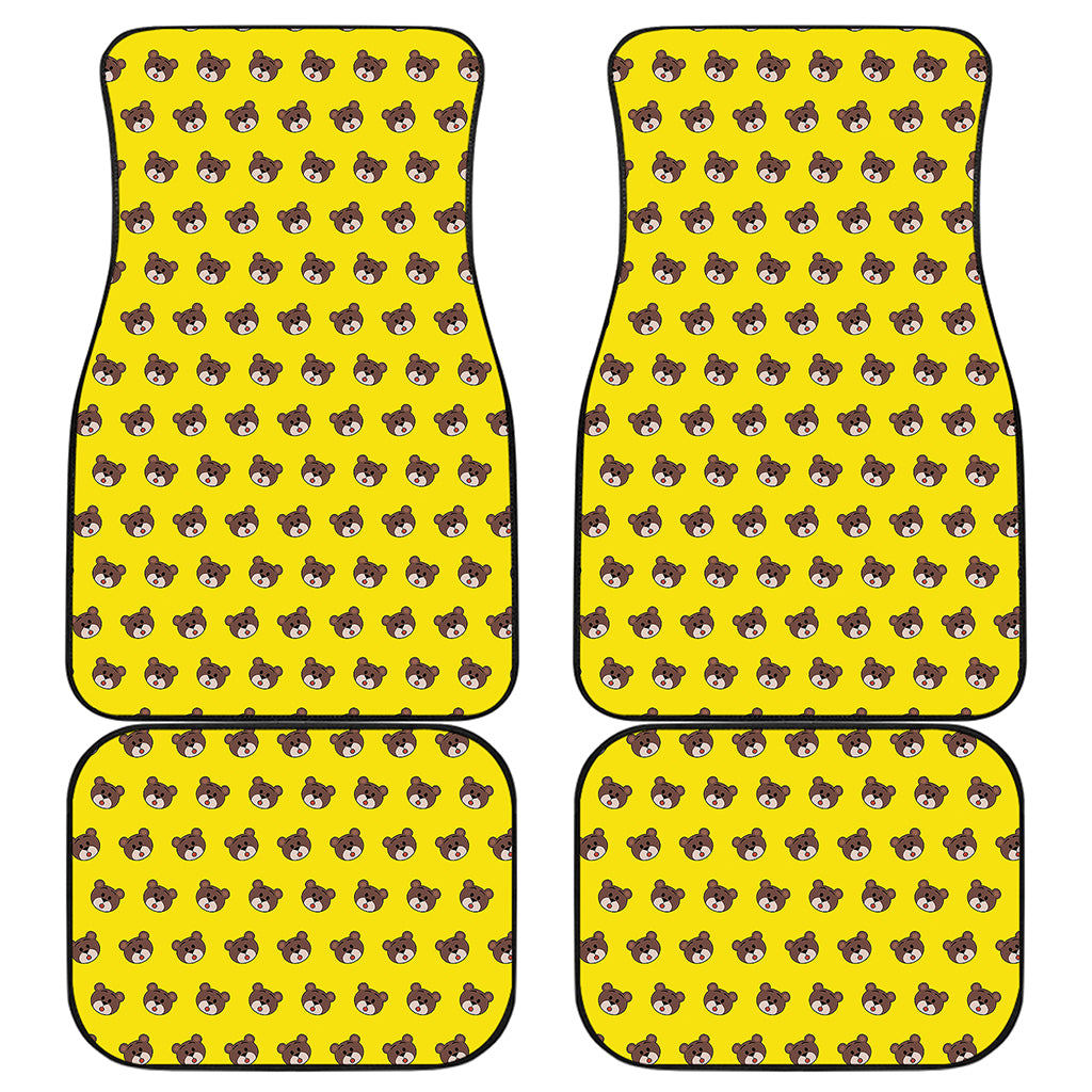 Bear Emoji Pattern Print Front and Back Car Floor Mats