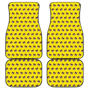 Bear Emoji Pattern Print Front and Back Car Floor Mats