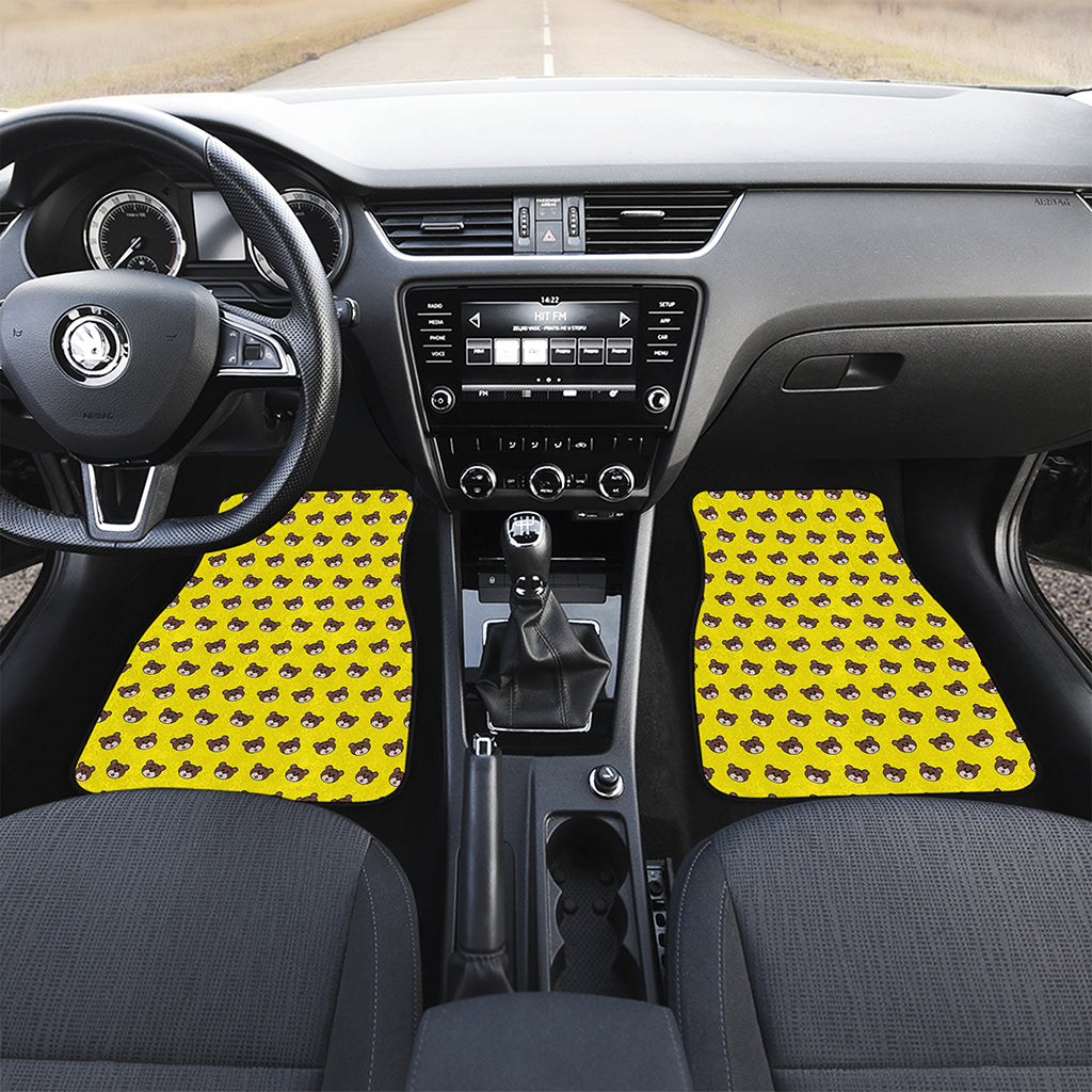 Bear Emoji Pattern Print Front and Back Car Floor Mats