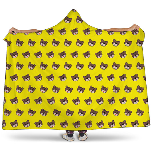 Bear Emoji Pattern Print Hooded Blanket