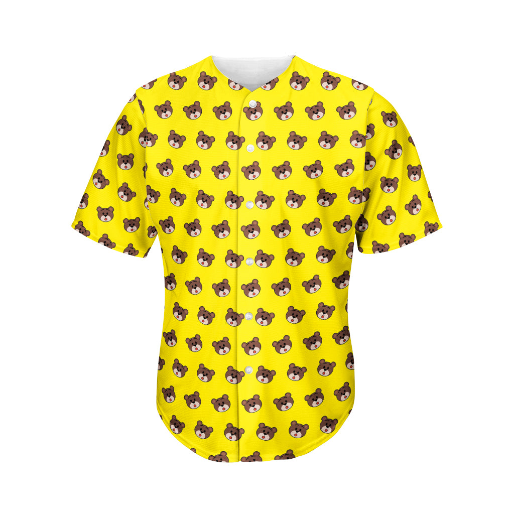 Bear Emoji Pattern Print Men's Baseball Jersey