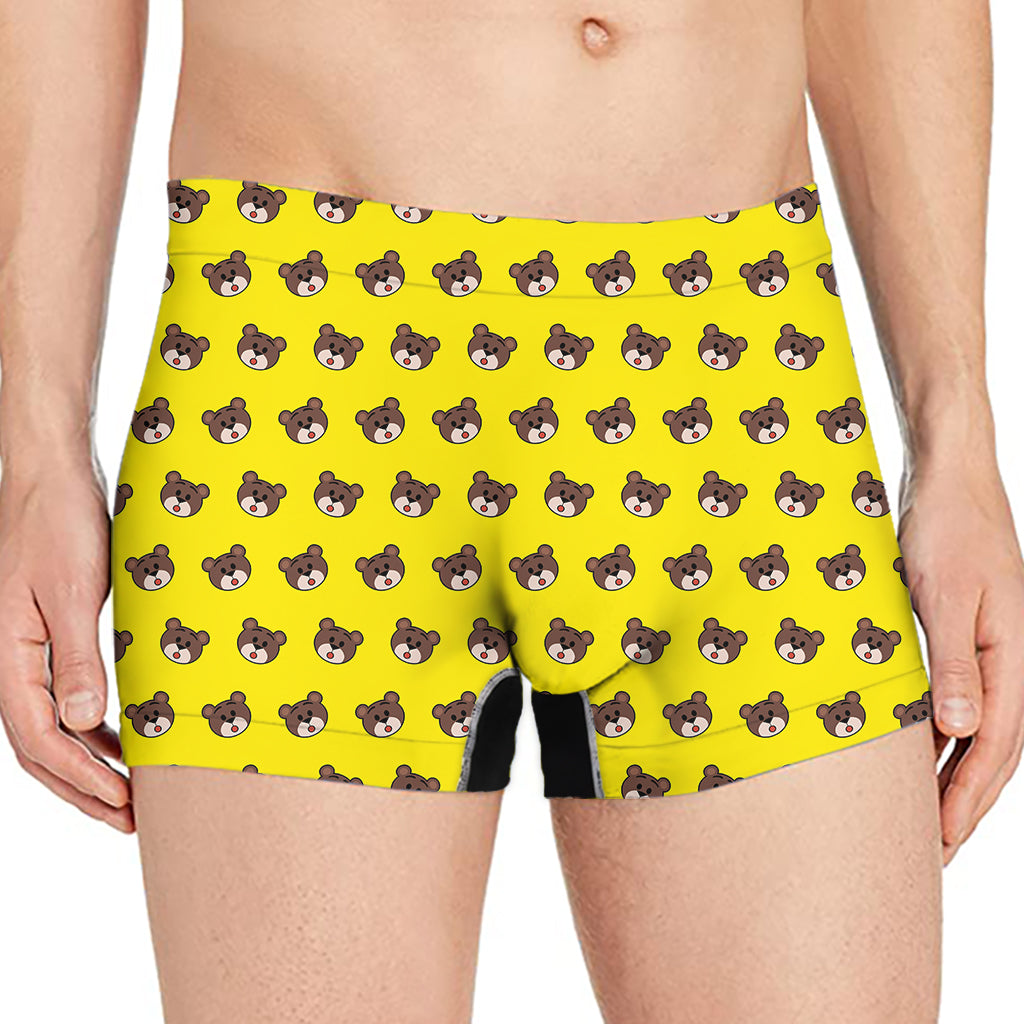 Bear Emoji Pattern Print Men's Boxer Briefs