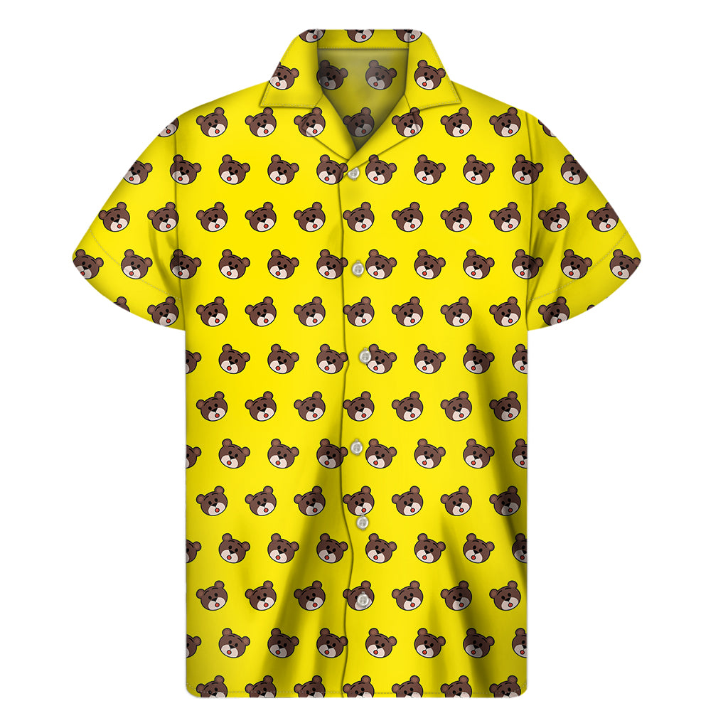 Bear Emoji Pattern Print Men's Short Sleeve Shirt