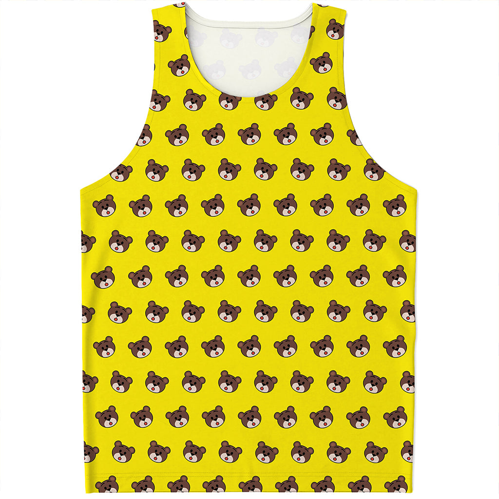 Bear Emoji Pattern Print Men's Tank Top