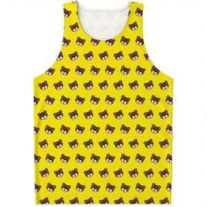 Bear Emoji Pattern Print Men's Tank Top