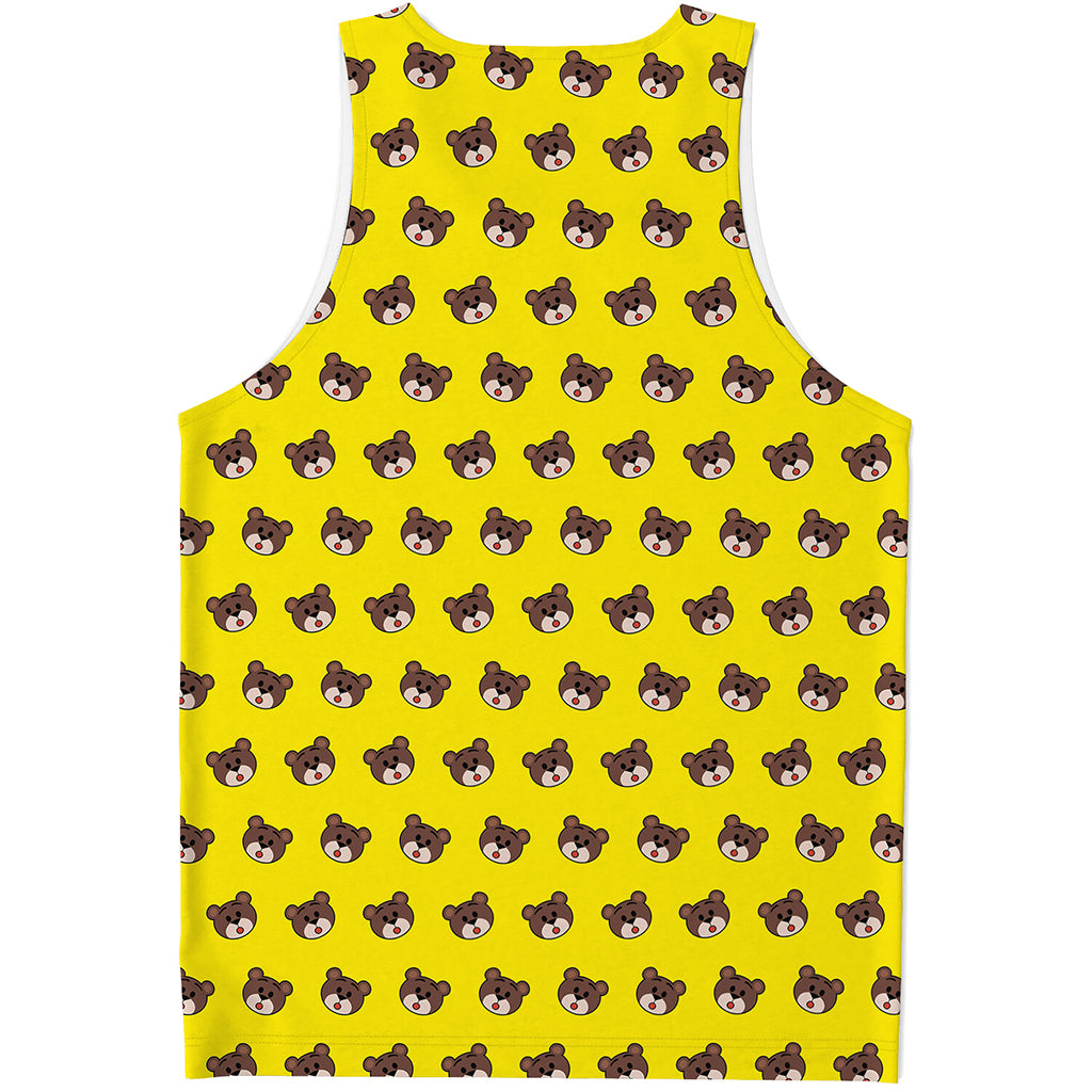 Bear Emoji Pattern Print Men's Tank Top