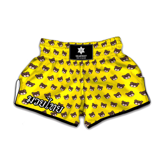 Bear Emoji Pattern Print Muay Thai Boxing Shorts