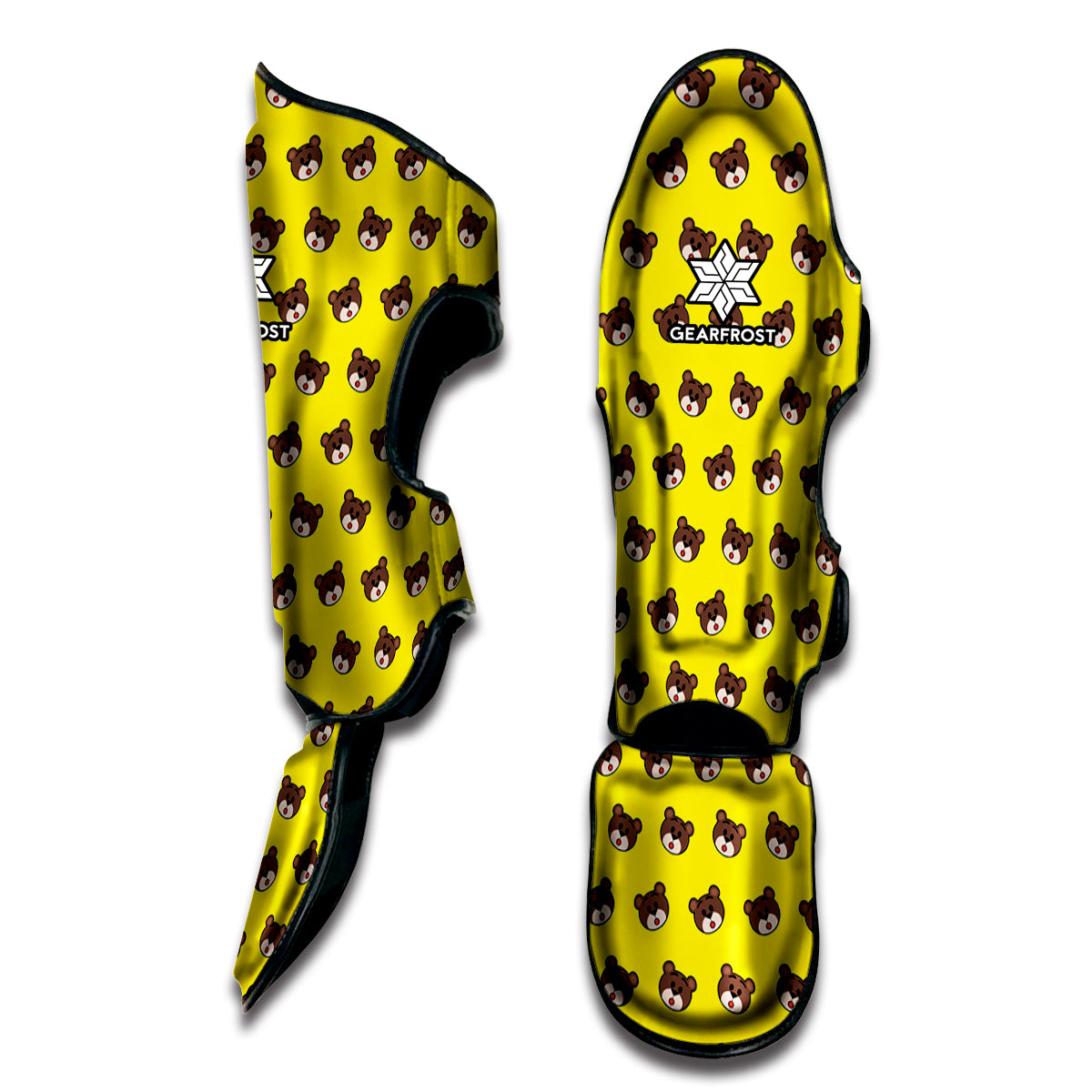 Bear Emoji Pattern Print Muay Thai Shin Guard