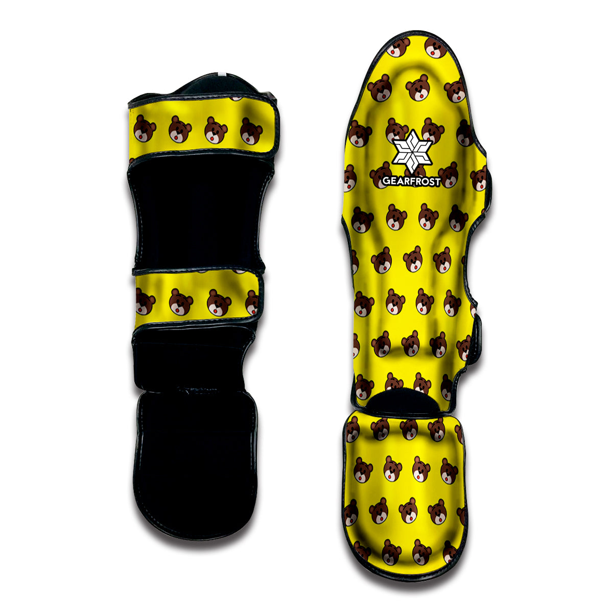 Bear Emoji Pattern Print Muay Thai Shin Guard