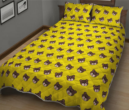Bear Emoji Pattern Print Quilt Bed Set