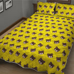 Bear Emoji Pattern Print Quilt Bed Set