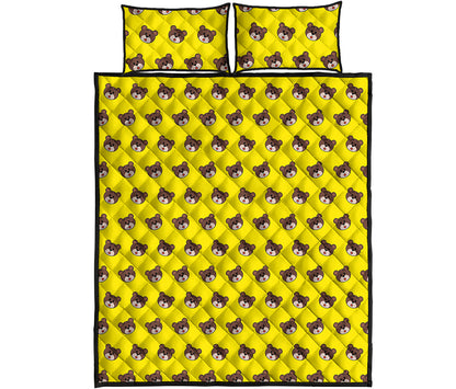 Bear Emoji Pattern Print Quilt Bed Set